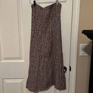 Reformation maroon floral print  midi skirt